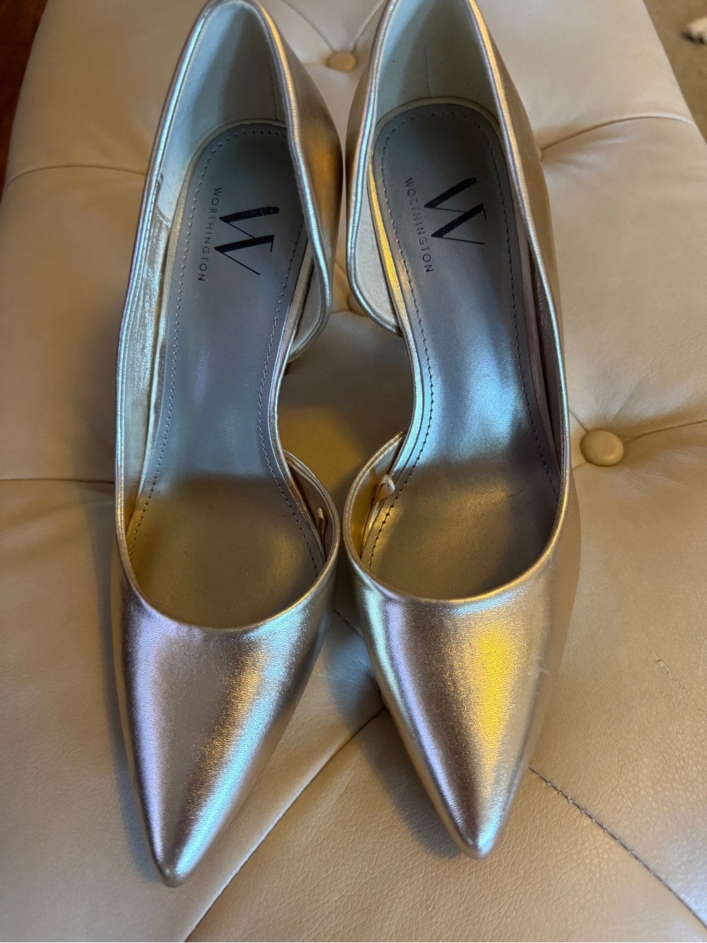 Worthington Metallic Gold Pointed-Toe Heels